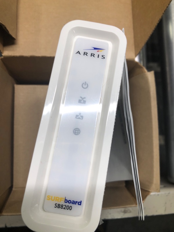 Photo 2 of ARRIS SURFboard SB8200-RB DOCSIS 3.1 Cable Modem | Approved for Comcast Xfinity, Cox, Charter Spectrum, & more | Two 1 Gbps Ports | 1 Gbps Max Internet Speeds | 4 OFDM Channels | - RENEWED DOCSIS 3.1 Gigabit Modem