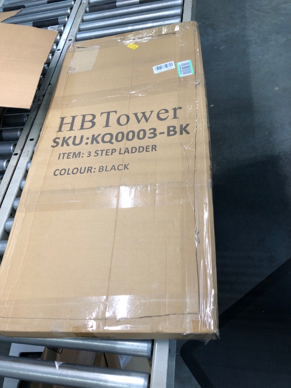 Photo 1 of HBTower 3 Step Ladder, Folding Step Stool with Wide Anti-Slip Pedal, 500lbs Sturdy Steel Ladder, Convenient Handgrip, Lightweight, Portable Steel Step Stool, Black 3-Step Black