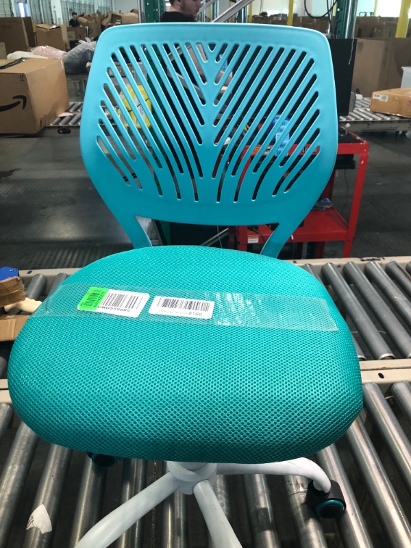 Photo 3 of FurnitureR Writing Task Chair 360 Swivel,Low Mid PP Mesh Back Fabric Seat, Height Adjustable, Rolling Castor,W15.7”xD15.2”x H29.5-34.2",Turquoise
