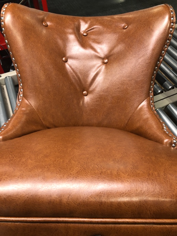 Photo 4 of Christopher Knight Home Keith Contemporary Tufted Swivel Office Chair, Dark Brown + Chrome