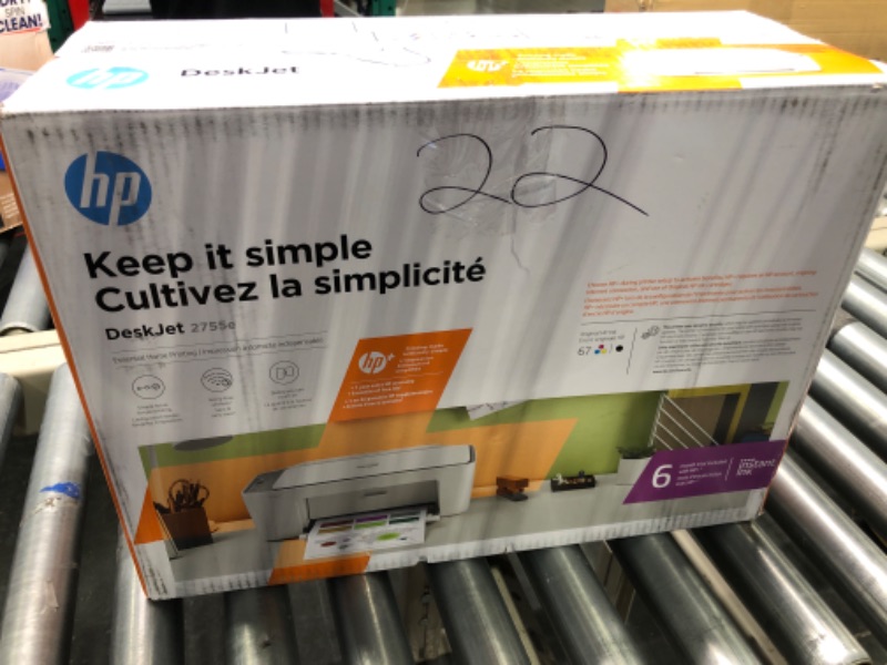 Photo 5 of HP DeskJet 2755e Wireless Color All-in-One Printer with bonus 6 months Instant Ink (26K67A), white