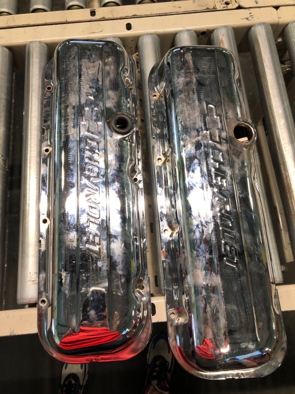 Photo 3 of Proform 141-114 BBC Chrome Bowtie Valve Cover - Short with Baffle