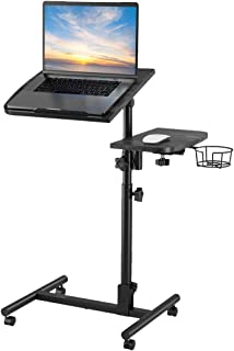 Photo 1 of MaikAnton Laptop Table 23 Inch Adjustable Height Tray Table, Rolling Cart Mobile Overbed Desk, Sofa Bed Side Table Couch Computer Desk Stand with Cup Holder 360° Swivels Wheels (Black)