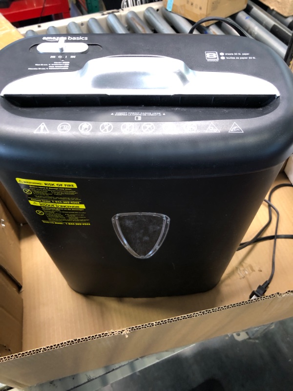 Photo 2 of Amazon Basics 8-Sheet Cross Cut Paper Shredder and Credit Card Shredder with 4.1 Gallon Bin 8 Sheet Shredder