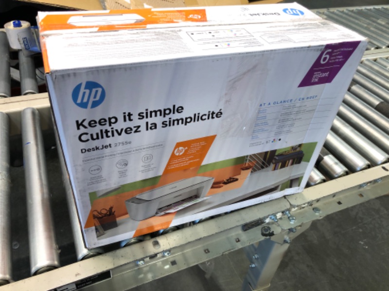 Photo 5 of HP DeskJet 2755e Wireless Color All-in-One Printer with bonus 6 months Instant Ink (26K67A), white