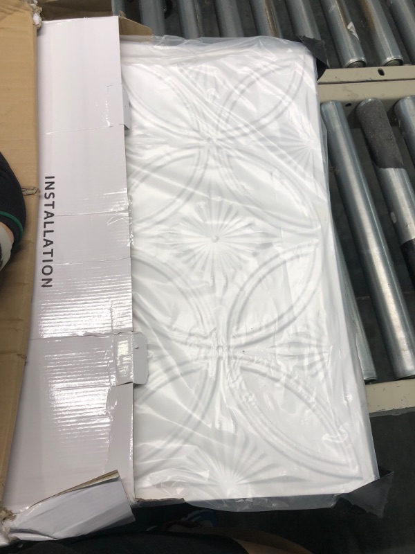 Photo 2 of Art3d Decorative PVC Drop Ceiling Tile 2ft x 2ft in White,Glue up Ceiling Panel 24 x 24in.12pcs 24*24 White 12