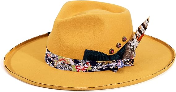 Photo 1 of FEMSÉE Wide Brim Women Fedora Hats 100% Wool Felt Women's Rancher Fedora Hat Felt Panama Hats