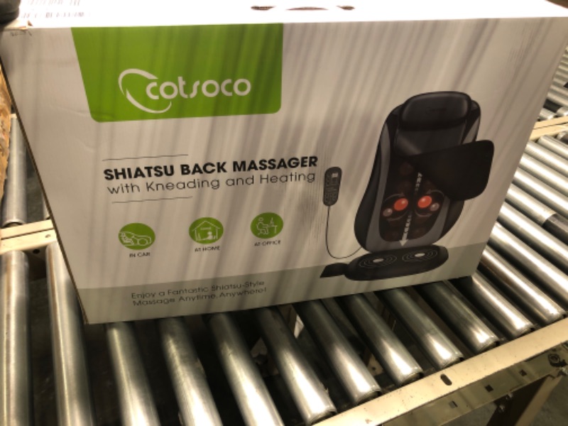 Photo 3 of Cotsoco Shiatsu Massage Cushion with Heat, Full Back Massager with Vibration,Deep Kneading Rolling Massage Chair Pad for Waist,Hips,Muscle Pain Relief,Use at Home/Office Black