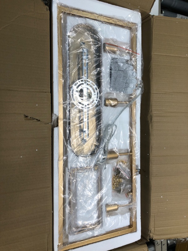View 3 of Modern Gold Rectangle Chandeliers for Dining Room, Crystal Water Ripple Light Fixture, Elegant Farmhouse Linear Lighting for Kitchen Island, Bar Table, L33 x W9 x H12 Gold L33"