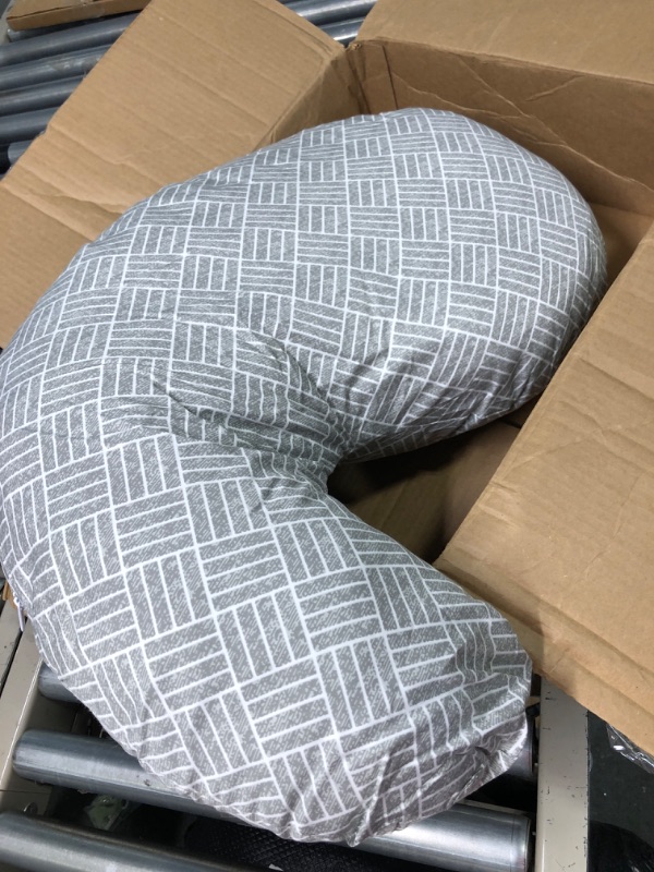 Photo 1 of Boppy Cuddle Pregnancy Pillow with Removable, Breathable Cover | Gray Basket Weave | Plush Contoured Support | Prenatal and Postnatal Positioning