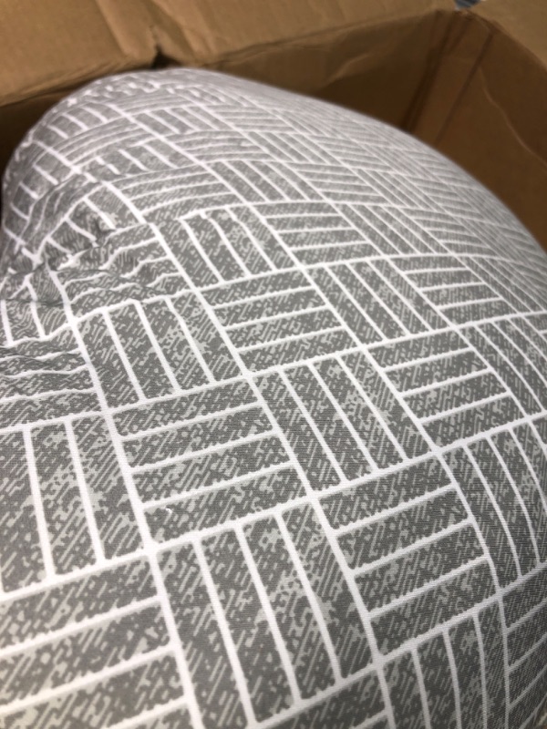 Photo 1 of Boppy Cuddle Pregnancy Pillow with Removable, Breathable Cover | Gray Basket Weave | Plush Contoured Support | Prenatal and Postnatal Positioning