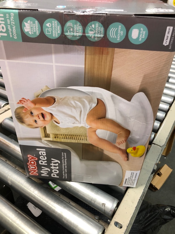 Photo 1 of Nuby My Real Potty Training Toilet with Life-Like Flush Button & Sound for Toddlers & Kids, White 1st Stage White