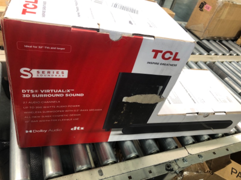 Photo 2 of TCL 2.1ch Sound Bar with Wireless Subwoofer (S4210, 2023 Model), Dolby Audio, DTS Virtual:X, Bluetooth, Voice Assistant Input, Wall Mount and HDMI Cable Included