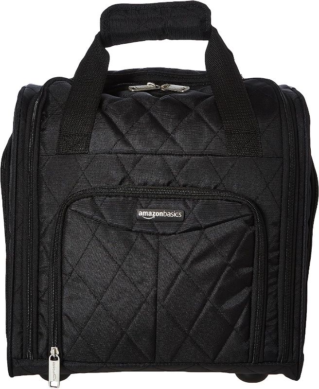 Photo 1 of Amazon Basics Underseat Carry-On Rolling Travel Luggage Bag, 14 Inches, Black Quilted
