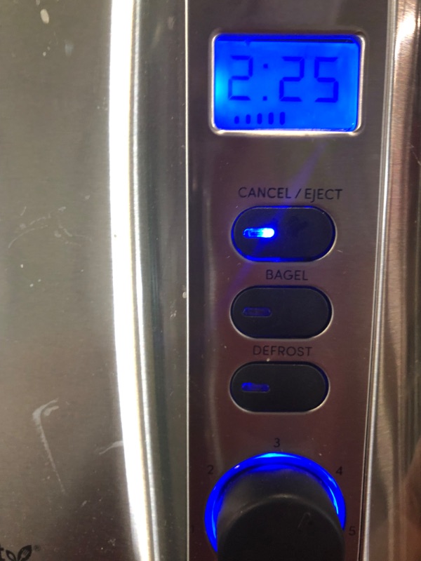 Photo 3 of Elite Gourmet ECT2145 Extra Wide Slot 2-Slice Toaster, Bagel Function Reheat, Defrost, & Cancel Functions, 6 Toast Settings, Built-in Warming Rack, Countdown Timer, Stainless Steel 2 Slice Stainless Steel