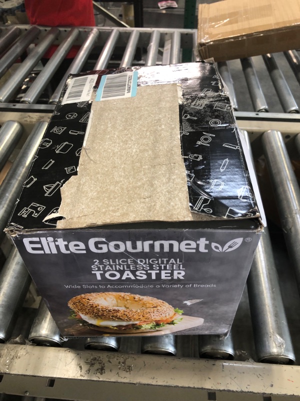 Photo 1 of Elite Gourmet ECT2145 Extra Wide Slot 2-Slice Toaster, Bagel Function Reheat, Defrost, & Cancel Functions, 6 Toast Settings, Built-in Warming Rack, Countdown Timer, Stainless Steel 2 Slice Stainless Steel