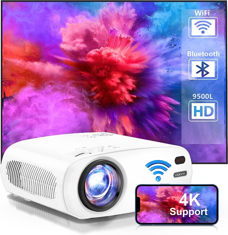 Photo 1 of VIDOKA [Upgraded] Projector with WiFi and Bluetooth, 9500L Native 1080P Projector FHD Movie Outdoor Projector with Carry Bag, Home Video Projector for TV Stick/PS4/Android/iOS
