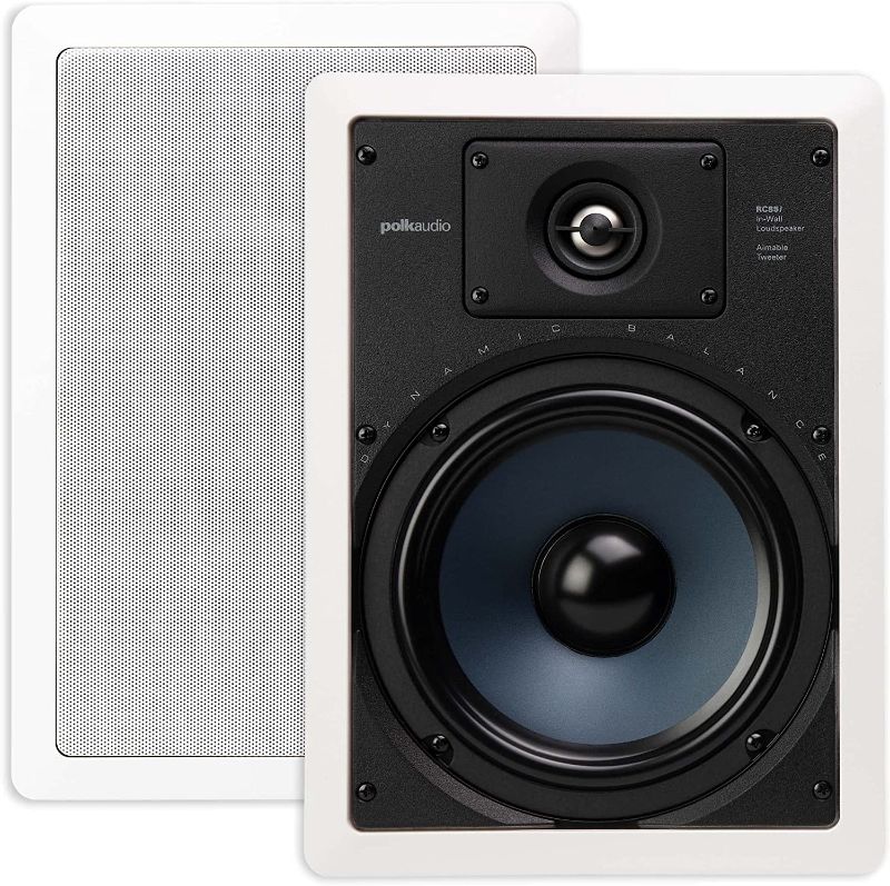 Photo 1 of Polk Audio RC85i 2-way Premium In-Wall 8"-Speakers (Pair) | Perfect for Damp and Humid Indoor/Outdoor Placement (White, Paintable -Grille)
