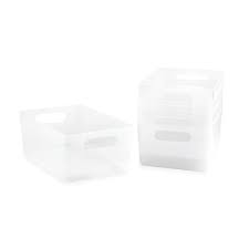 Photo 1 of  5-Pack Medium White Storage Bin Set w/ Cut-Out Handles, Plastic Organizer, Multi-Use, Home, Office, Pantry, Closet, Kitchen, Fridge/Freezer, BPA Free, Food Safe (Medium, White)