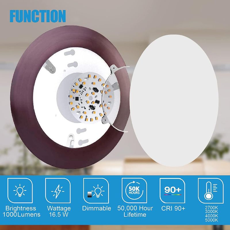 Photo 1 of  6" Dimmable LED Disk Light Flush Mount Ceiling Fixture for Home Improved, Bronze Color, 16.5W, 5000K Day White, Bronze Aluminum Baffle Trim