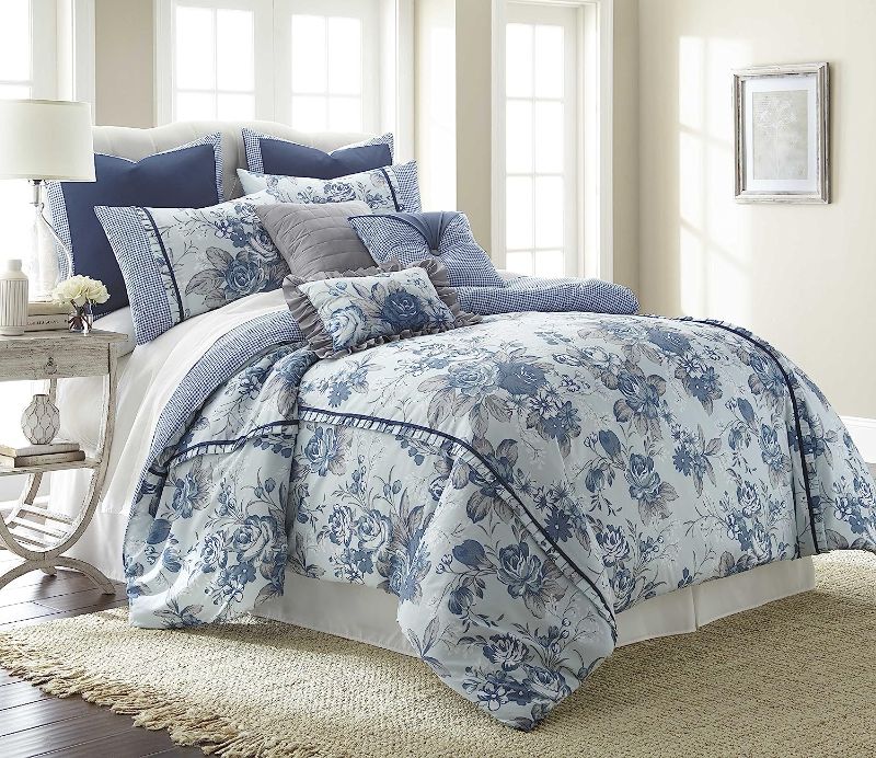 Photo 1 of Amrapur Overseas | Farmhouse 8-Piece Floral Comforter Set (Queen)