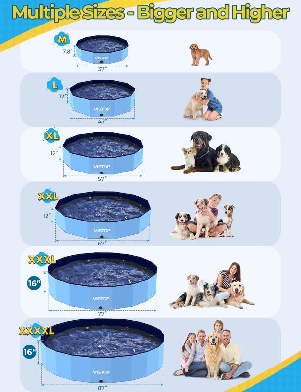 Photo 1 of  Large Foldable Dog Pool, Hard Plastic Shell Portable Swimming Pool for Dogs Cats and Kids Pet Puppy Bathing Tub Collapsible Kiddie Pool 