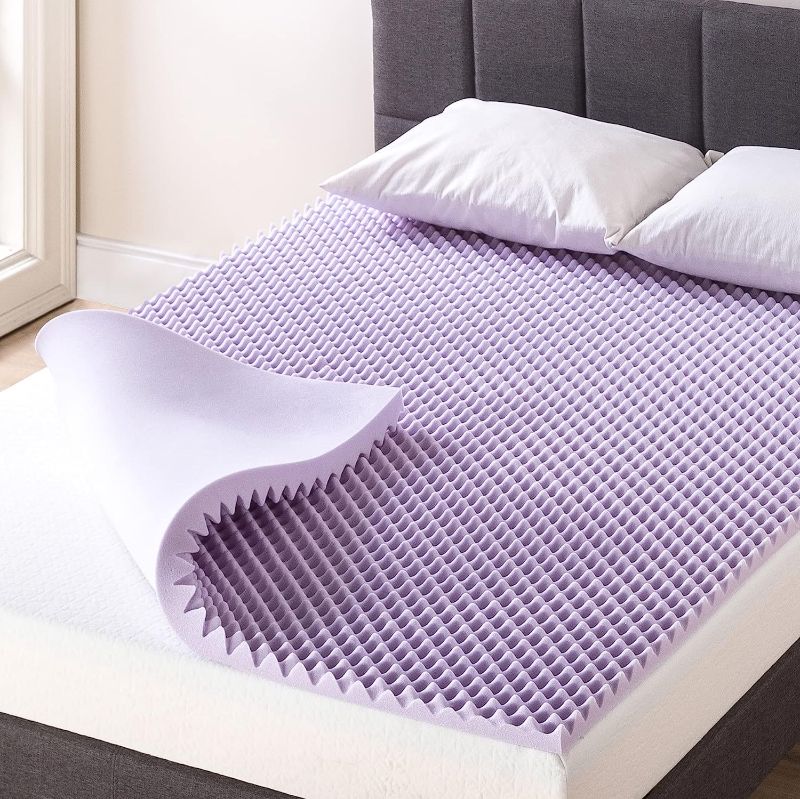 Photo 1 of Best Price Mattress 1.5 Inch Egg Crate Memory Foam, Soothing Lavender Infusion, Twin Mattress Topper (ECMF-LV1.5T)