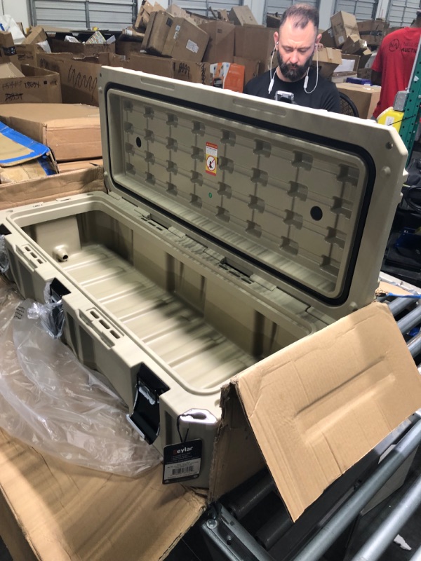 Photo 4 of SR-110 Crossover Overland Cargo Case, Equipment Hard Case, Roto Molded, Stackable with Pad-Lock Hasp, Strap Mountable, TSA Standard, IPX4 Rated (Tan)