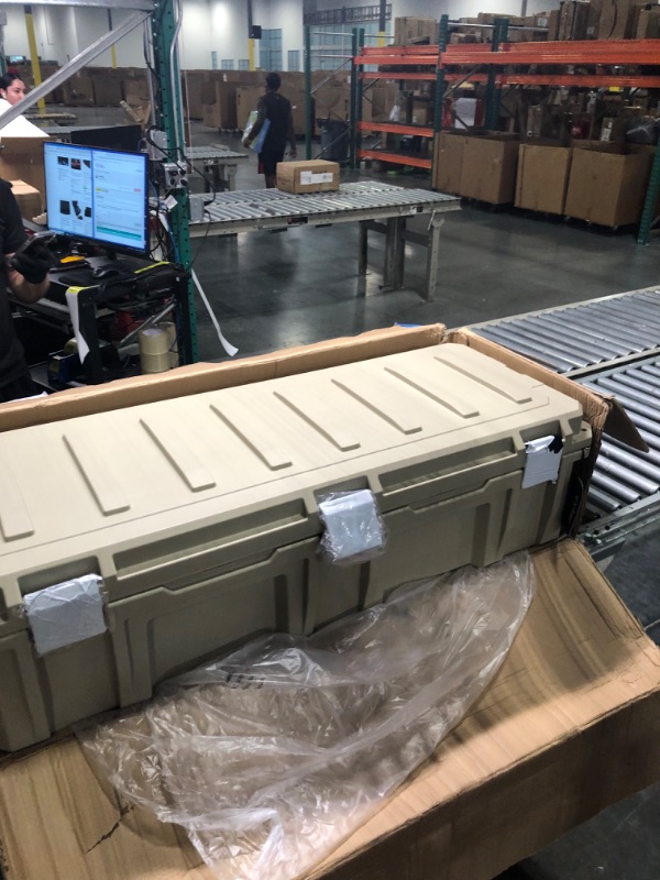 Photo 1 of SR-110 Crossover Overland Cargo Case, Equipment Hard Case, Roto Molded, Stackable with Pad-Lock Hasp, Strap Mountable, TSA Standard, IPX4 Rated (Tan)