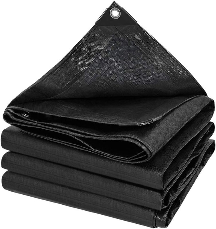 Photo 1 of Black Tarpaulin Large Reinforced Heavy Duty Waterproof Tarp Sheet