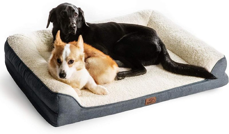 Photo 1 of Bedsure Orthopedic Memory Foam Large Dog Bed - Dog Sofa with Removable Washable Cover & Waterproof Liner, 7 inches Height Couch Dog Beds for Large Dogs up to 75 lbs
