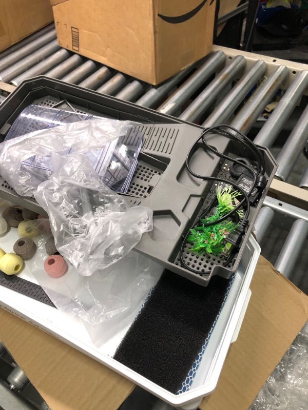 Photo 1 of Binano Turtle Aquarium Turtle Tank kit Includes Accessories with Water Filter High Anti-Escape Fence and Large Space, Turtles can be Given a Shower, Habitat for Terrapin Turtles, Reptile Terrarium Large(18.2''×9.1''×7.8'') White