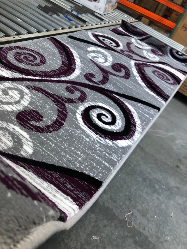 Photo 3 of Masada Rugs, Stephanie Collection Area Rug Modern Contemporary Design 1100 Purple Grey White Black (2 Feet 4 Inch X 11 Feet) Long Runner (2 Feet 4 Inch X 11 Feet) Runner Purple