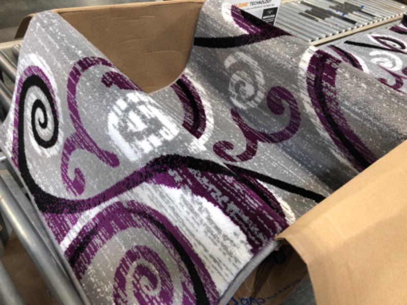 Photo 2 of Masada Rugs, Stephanie Collection Area Rug Modern Contemporary Design 1100 Purple Grey White Black (2 Feet 4 Inch X 11 Feet) Long Runner (2 Feet 4 Inch X 11 Feet) Runner Purple