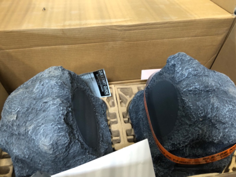 Photo 1 of Innovative Technology Outdoor Rock Speaker Pair - Wireless Bluetooth Speakers for Garden, Patio, Waterproof, Built for all Seasons & Solar Powered with Rechargeable Battery, Music Streaming - Charcoal