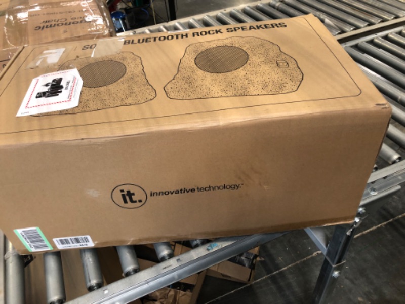 Photo 1 of Innovative Technology Outdoor Rock Speaker Pair - Wireless Bluetooth Speakers for Garden, Patio, Waterproof, Built for all Seasons & Solar Powered with Rechargeable Battery, Music Streaming - Charcoal