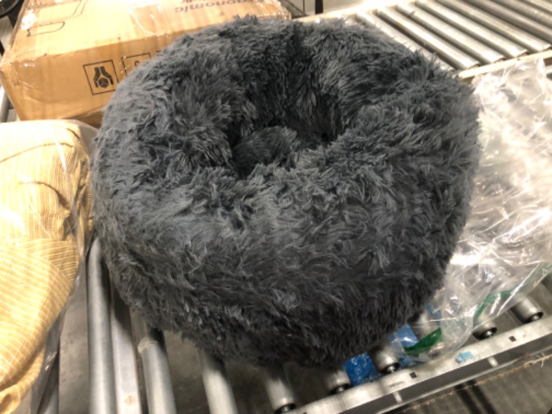 Photo 2 of ZEJEUER Cat Bed, Small Dog Bed, Round Donut Washable Plush Fluffy Faux Fur Soft Cushion Beds for Indoor Pets