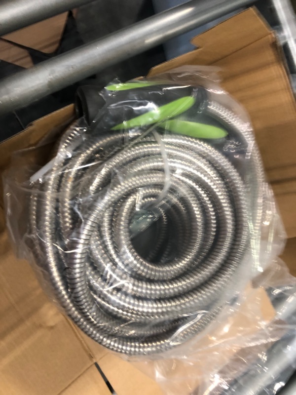 Photo 2 of 360Gadget Garden Hose - Water Hose 50 FT with Swivel Handle & 8 Function Nozzle, Flexible, Heavy Duty, No Kink, Lightweight Metal Hose for Outdoor, Yard, 304 Stainless Steel 50 FT Hose+Nozzle