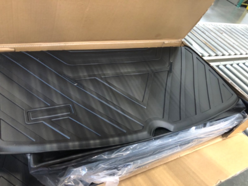Photo 1 of powoq Fit Tesla Model Y Trunk Mat Cargo Mat Cargo Liner Trunk Liner for 2020 2021 2022 2023 Tesla Model Y 5-Seater Accessories (Four Trunk Mats + Floor Mats+3 PCS Rear Backrest Mats) A Set of Ten