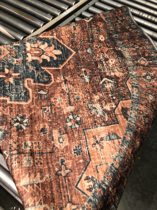 Photo 1 of Adiva Rugs Machine Washable Area Rug with Non Slip Backing for Living Room, Bedroom, Bathroom, Kitchen, Printed Persian Vintage Home Decor, Floor Decoration Carpet Mat