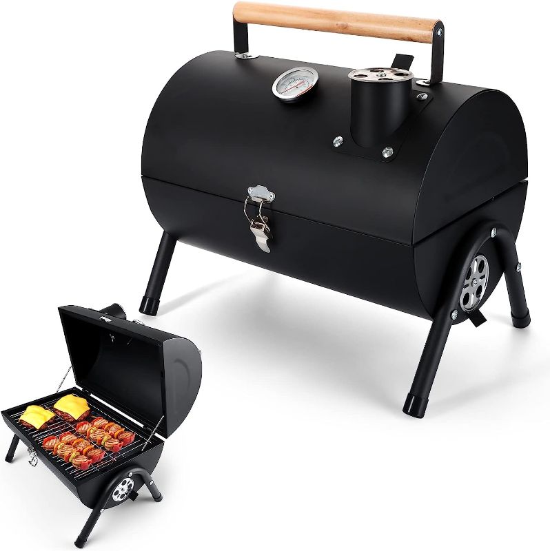 Photo 1 of Joyfair Portable Charcoal Grill with Thermometer, Tabletop Barbecue Grill with Chimney for Outdoor Camping Backyard Party BBQ Cooking, Extra Thick Steel & Heavy Duty, Innovative Design & Easy Assembly