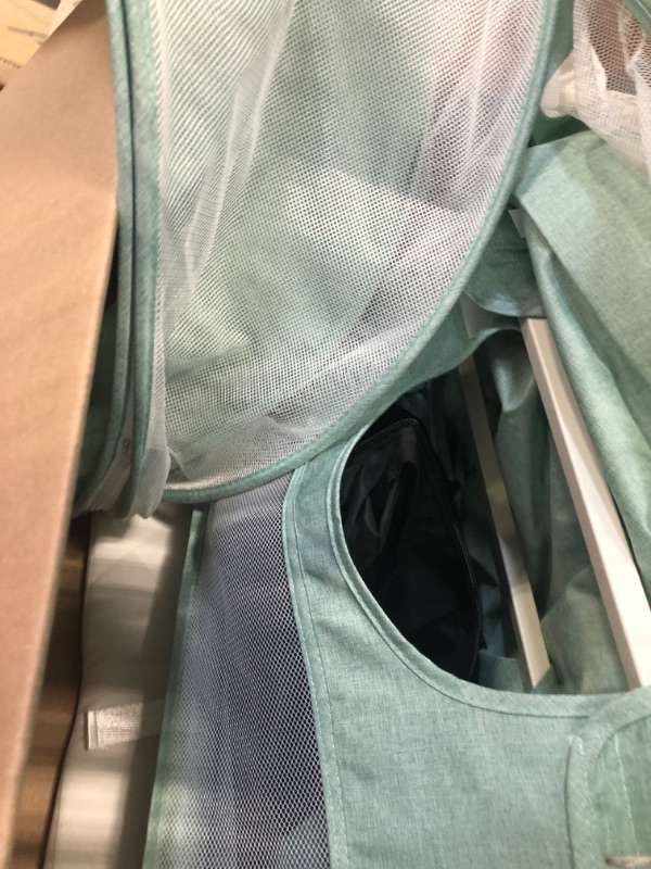 Photo 4 of ***MISSING PINS THAT HOLD BASSINET TO SWING*** Baby Swing for Infants, Electric Rocking Bassinet for Newborn, Remote Control Timing Function 5 Swing Speeds Baby Rocker Chair with Music Speaker 5 Point Harness ( Color : Green , Size : Style 2 )
