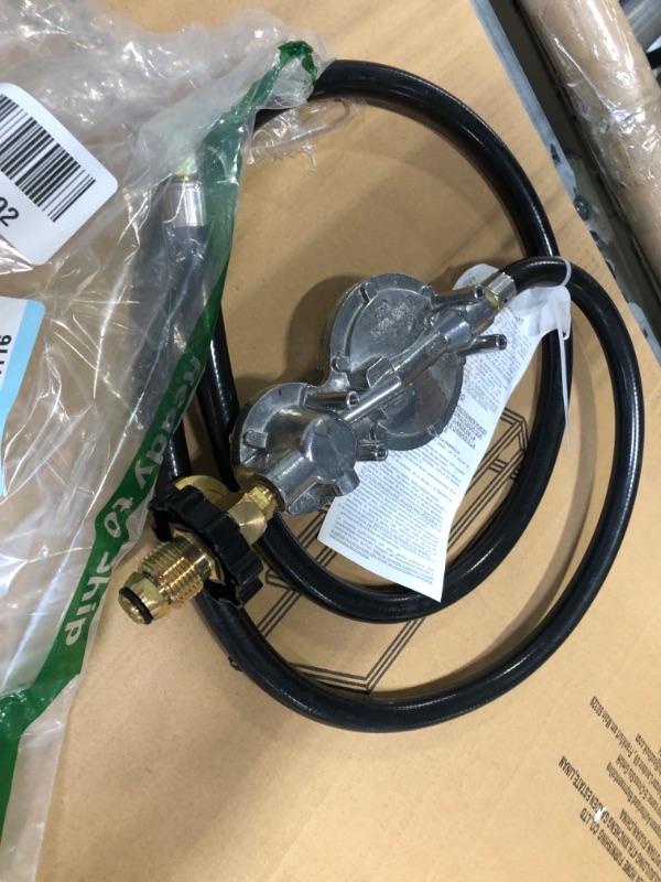 Photo 2 of Azdele Upgraded Two Stage Propane Regulator with 5ft Hose and Gauge, Standard P.O.L Tank Connection, 3/8in Female Flare Fitting for Grill, Heaters, Fire Pit, Gas Generator/Stove/Range-CSA Certified