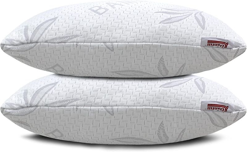 Photo 1 of Bamboo Standard Size Pillows Set of 2 - Machine Washable Bed Pillows for Sleeping for Back, Stomach and Side Sleeper - Firm Luxury Extra Comfy Cooling