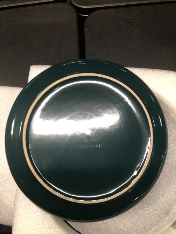 Photo 3 of AmorArc Ceramic Dinner Plates Set of ,10.5 inch Stoneware plates for Kitchen, Dinnerware Dishes set- Microwave,Dishwasher Safe,Scratch Resistant-Blackish Green 10.5 Inch Blackish Green