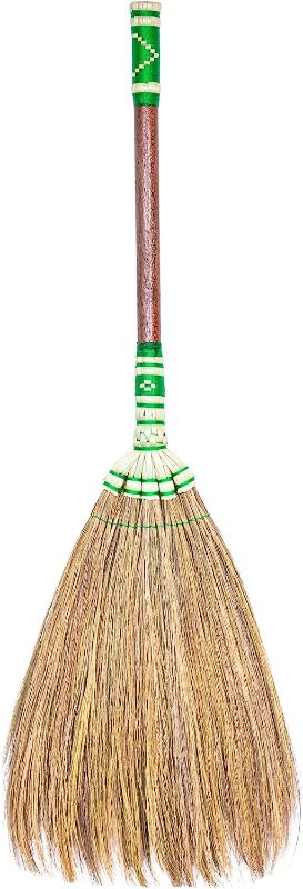 Photo 1 of 8-29 inch Tall of Asian Straw Broom Thai Natural Grass Broom Whisk Broom Solid Wood Handle