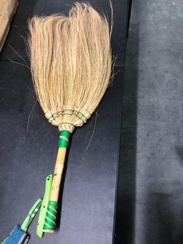 Photo 2 of 8-29 inch Tall of Asian Straw Broom Thai Natural Grass Broom Whisk Broom Solid Wood Handle