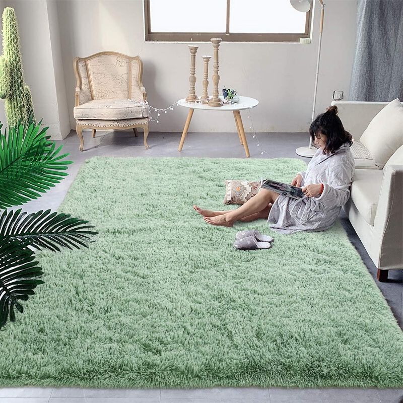 Photo 1 of 
DweIke Super Soft Shaggy Rugs Fluffy Carpets, 4x6 ft, Green Area Rug for Living Room Bedroom Girls Kids Room Nursery Home Decor, Non-Slip Plush Indoor Floor..