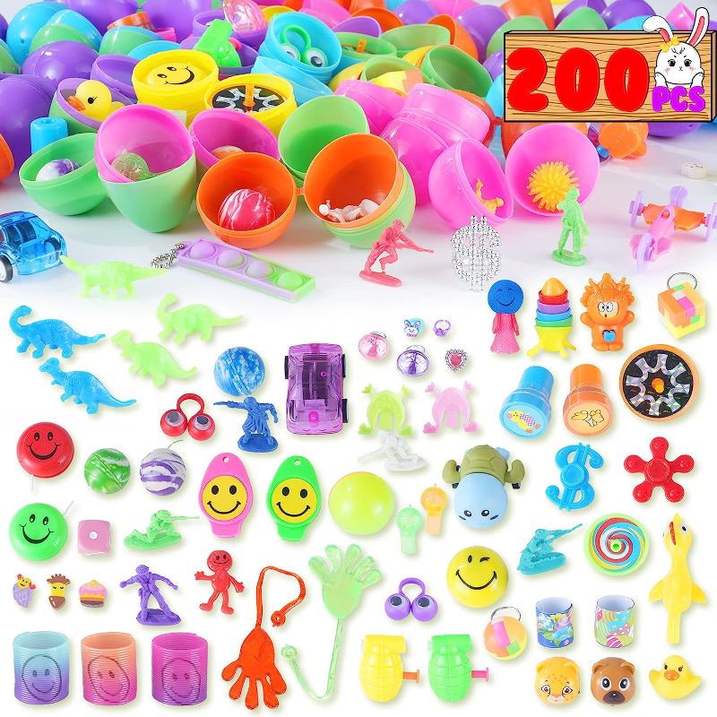 Photo 1 of Kiddokids 200 Toys Filled Easter Eggs, 2.5 Inches Bright Colorful Prefilled Plastic Easter Eggs for Easter Basket Stuffers