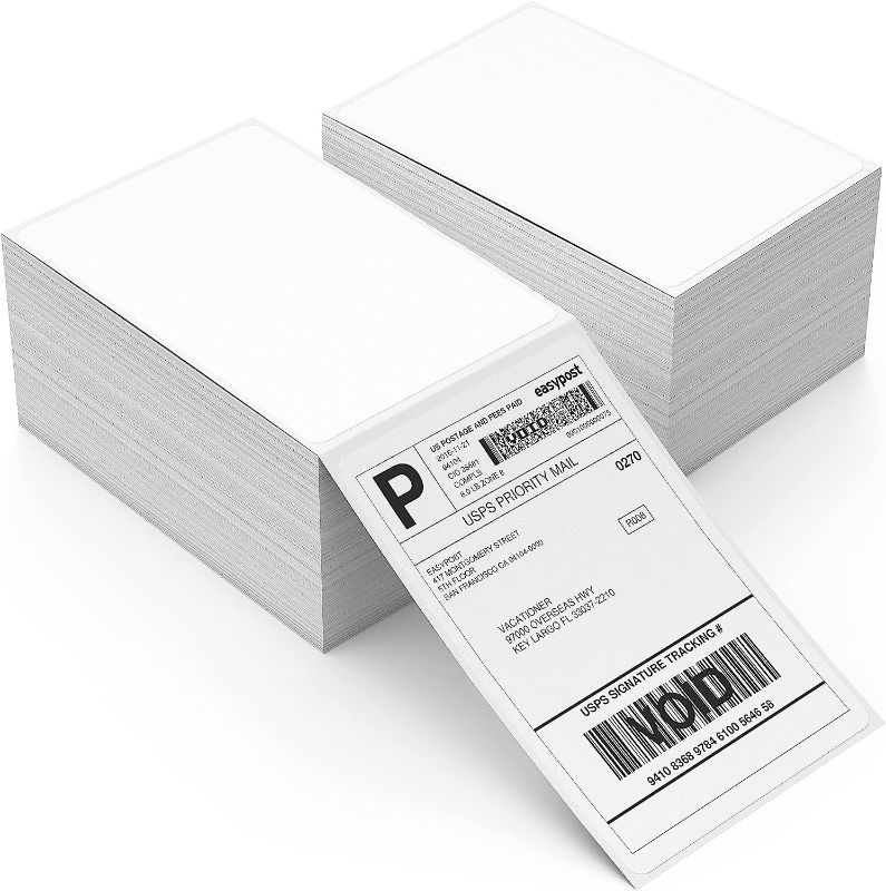 Photo 1 of Thermal Shipping Labels 4x6, 500 Fan-Fold Perforated Labels Two Pack, Commercial Grade with Permanent Adhesive, Direct Thermal Printer Label Compatible with Zebra, Rollo, iDRPT, Polono, MUNBYN, Elton